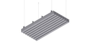 Baffle acustico EasySnap High in feltro PET, modulo da 600 × 1200 mm