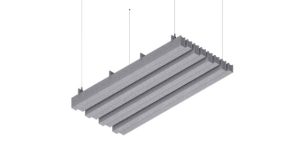 Baffle acustico EasySnap Mixed in feltro PET, modulo da 600 × 1200 mm
