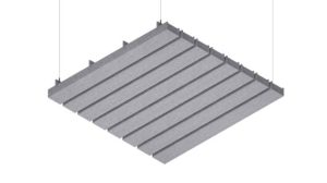Baffle acustico EasySnap Wide in feltro PET, modulo da 1200 × 1200 mm